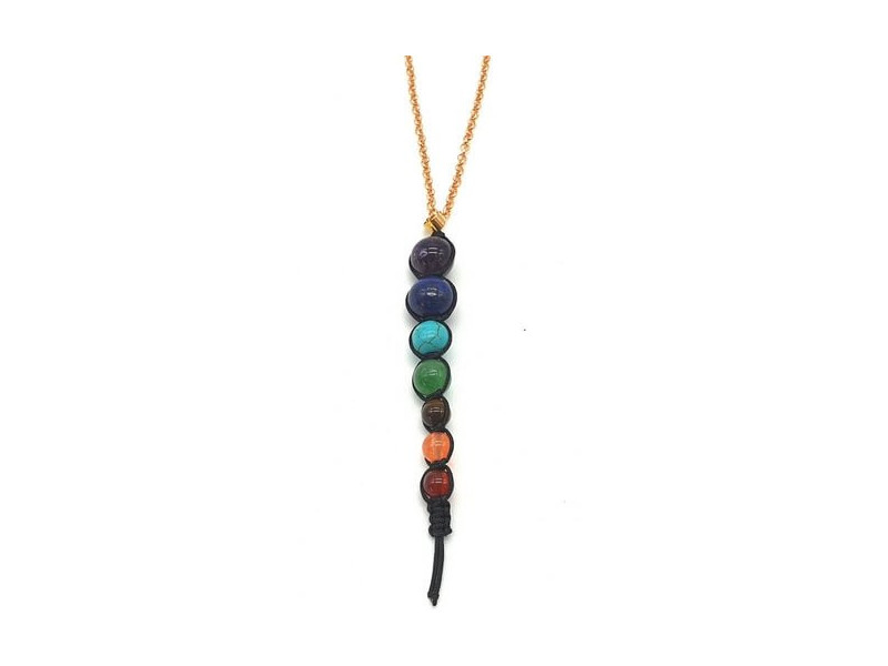 Collier Cuivre 7 Chakras pointe de 8cm Pas Cher