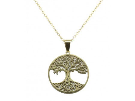 Collier Inox Arbre de Vie plaqué Or Pas Cher | Pierre & Beauté