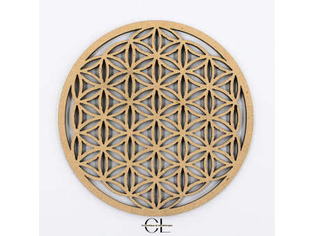 Plaque Fleur de Vie Sculptée Bois 10cm Pas Cher | Paiement Sécurisé