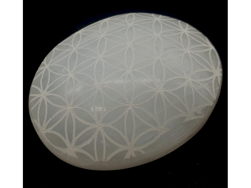 Galet Sélénite Fleur de Vie – Pierre de Purification & Sérénité