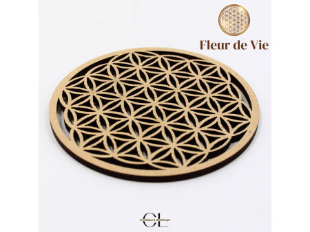 Plaque Fleur de Vie Sculptée Bois 10cm Pas Cher | Paiement Sécurisé