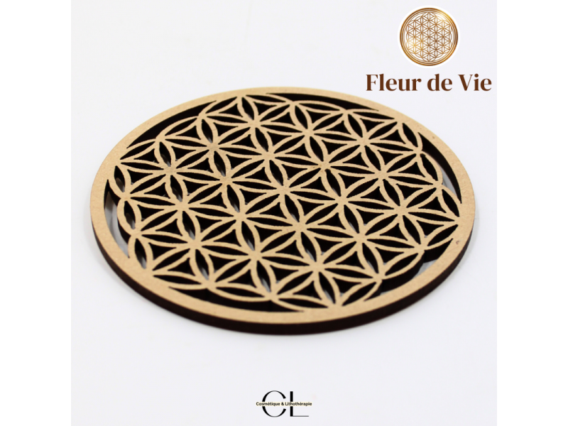 Plaque Fleur de Vie Sculptée Bois 10cm Pas Cher | Paiement Sécurisé