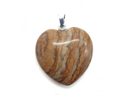 Pendentif Coeur Jaspe Paysage Pas Cher