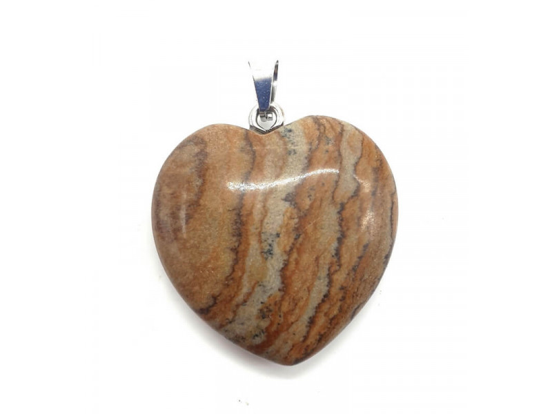 Pendentif Coeur Jaspe Paysage Pas Cher