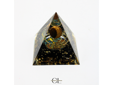 Orgonite pyramide Œil‑de‑Tigre & Obsidienne Noire – Pierre & Beauté