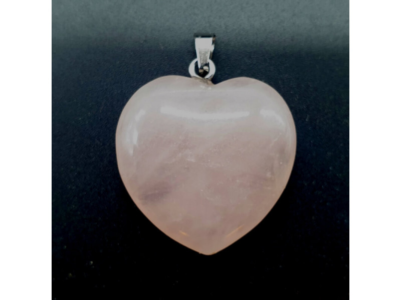 Pendentif Coeur Quartz Rose Pas Cher