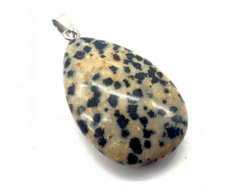 Pendentif Larme Jaspe Dalmatien Pas Cher