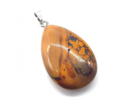 Pendentif Larme Jaspe Mokaïte Pas Cher