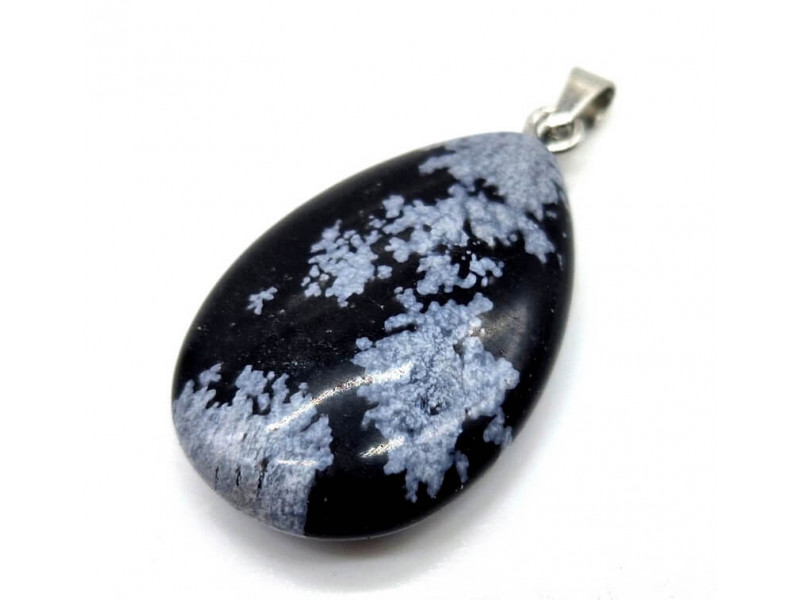Pendentif Larme Obsidienne Neige Pas Cher
