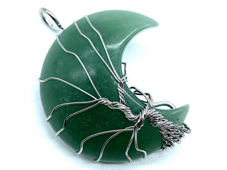 Pendentif Lune Arbre de Vie - Aventurine Verte Pas Cher