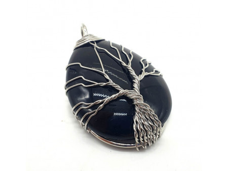 Pendentif Arbre de Vie - Obsidienne Noire Pas Cher