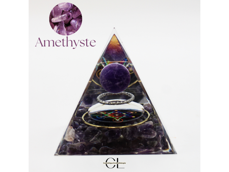 Orgonite pyramide Amethyste Métatron Pas Cher