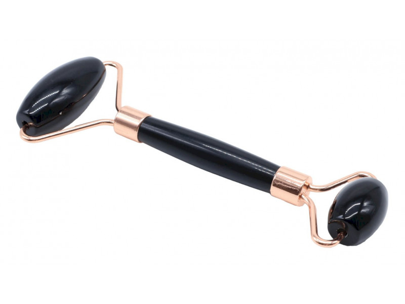 Double Rouleau de Massage Obsidienne Noire pas cher