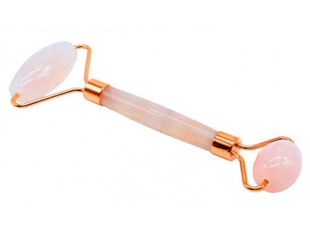 Double Rouleau de Massage Quartz Rose pas cher
