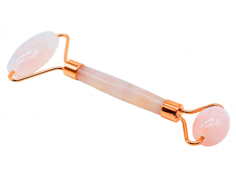 Double Rouleau de Massage Quartz Rose pas cher