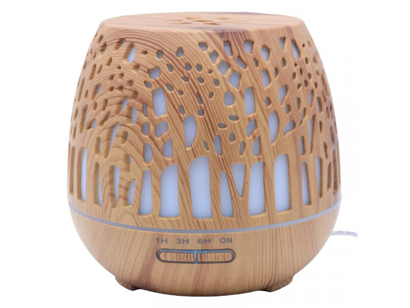 Diffuseur d’huiles essentielles cylindre bois forêt 17 cm – design naturel et ambiance zen