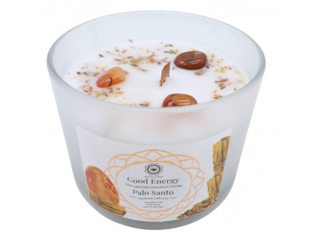 Bougie Energie Positive Cornaline et Palo Santo Pas Cher