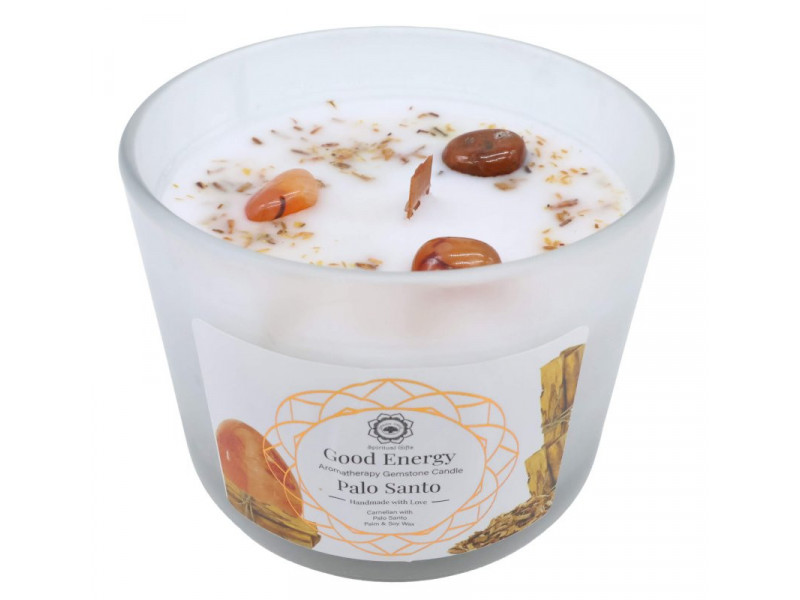 Bougie Energie Positive Cornaline et Palo Santo Pas Cher