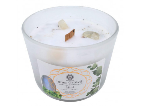 Bougie Croissance intérieure Pierre de Lune et Menthe Pas Cher