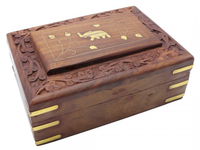 Boîte à Bijoux Bois Eléphants Pas Cher | Paiement Sécurisé