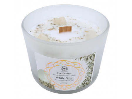 Bougie Purification Sélénite et Sauge blanche Pas Cher