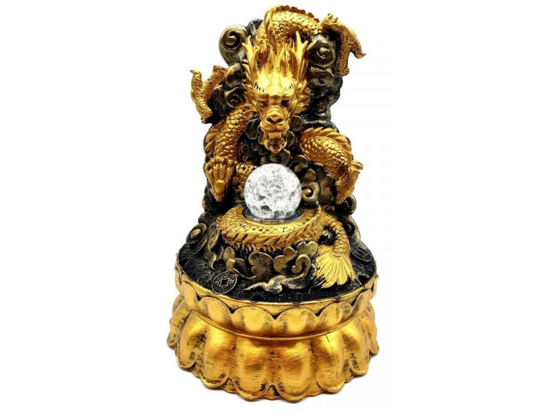 Fontaine Résine Dragon Doré pas cher -  Paiement Sécurisé