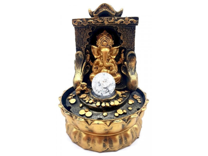 Fontaine Ganesh Doré sur Autel – vue de face