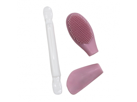 Spatule & brosse visage à double face rose Pas Cher