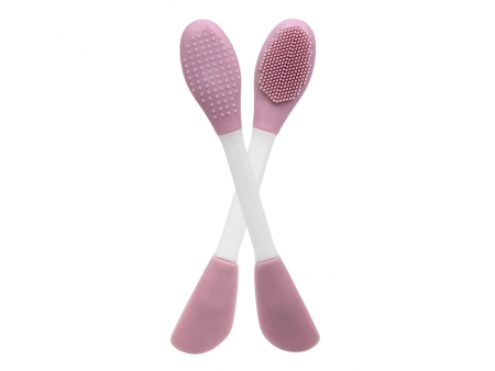 Spatule & brosse visage à double face rose Pas Cher