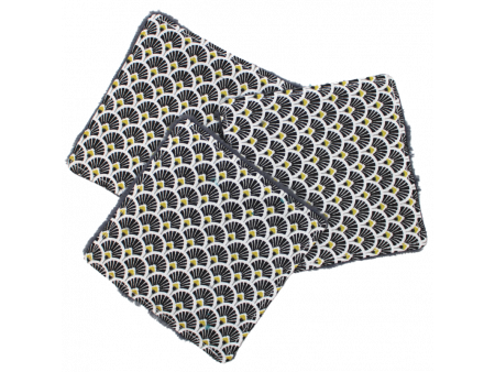 Lot de 3 cotons lavables gris assortis motif écailles Pas Cher