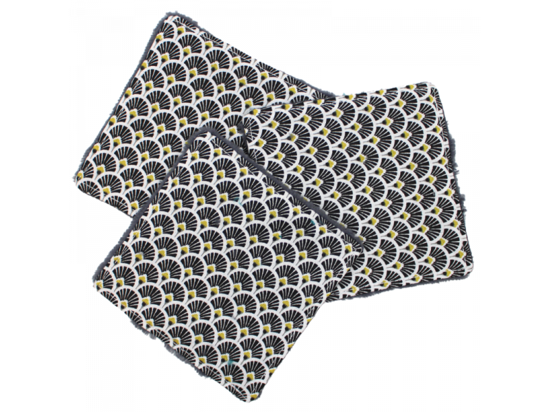 Lot de 3 cotons lavables gris assortis motif écailles Pas Cher