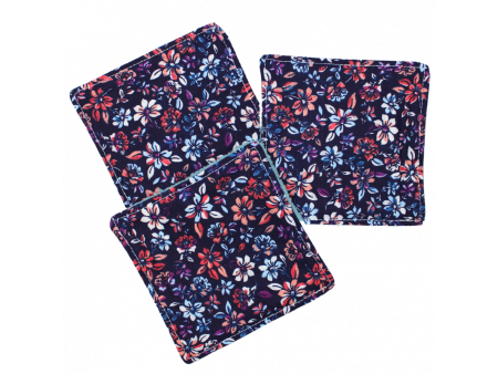 Lot de 3 cotons lavables bleus assortis motif floral Pas Cher