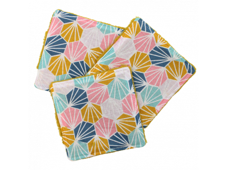 Lot de 3 cotons lavables jaunes assortis motif ruche Pas Cher