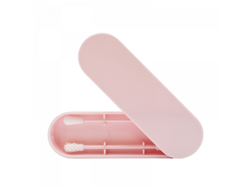 2 cotons tiges réutilisables + boite de rangement - Rose Pas Cher