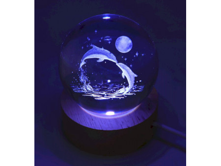 Veilleuse USB Verre Dauphin Multicolore 6cm pas cher