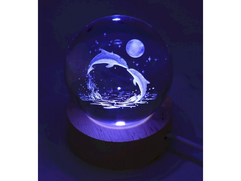 Veilleuse USB Verre Dauphin Multicolore 6cm pas cher