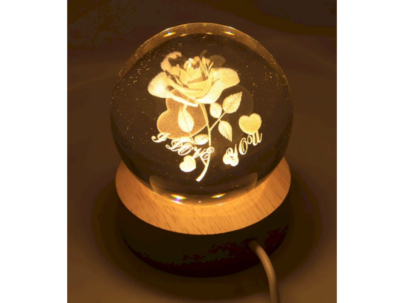 Veilleuse USB Verre Rose 6cm pas cher - Paiement Sécurisé