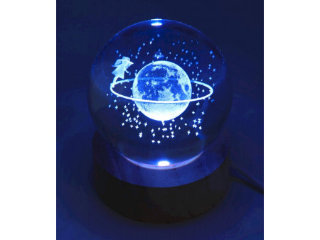 Veilleuse USB Verre Saturne Multicolore 6cm pas cher