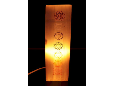 Lampe Sélénite Rectangle Gravée  7 Chakras pas cher