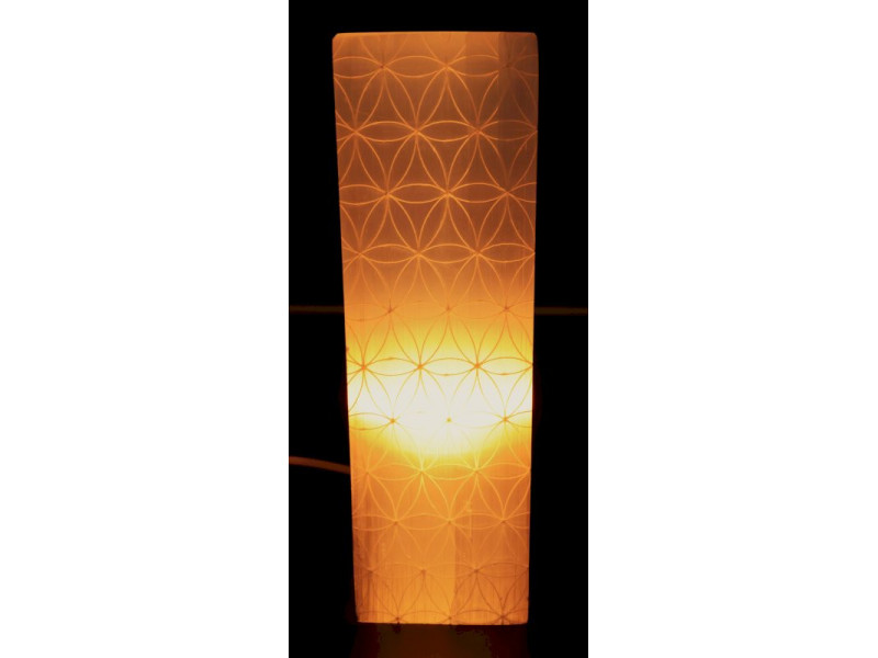 Lampe Sélénite Rectangle Gravée  Fleur de Vie pas cher