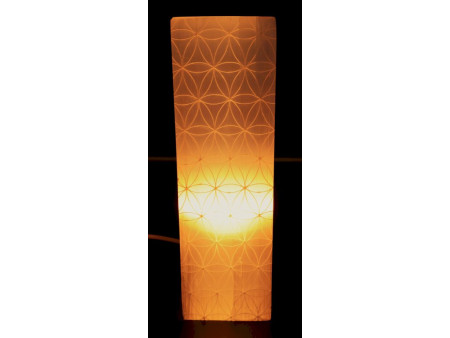 Lampe Sélénite Rectangle Gravée  Fleur de Vie Dorée pas cher