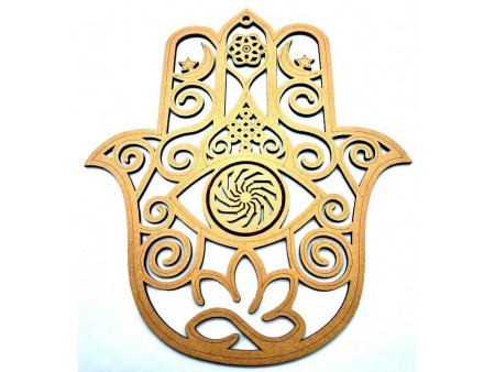 Plaque Murale Bois Main de Fatima 30cm pas cher