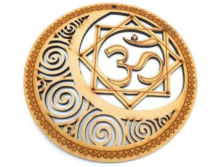 Plaque Murale Bois OM Lune 30cm Pas Cher