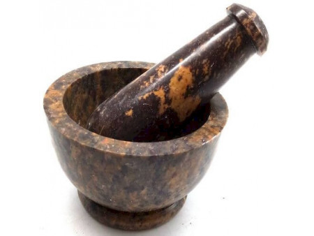 Mortier Pierre Saponite Léopard 9cm pas cher