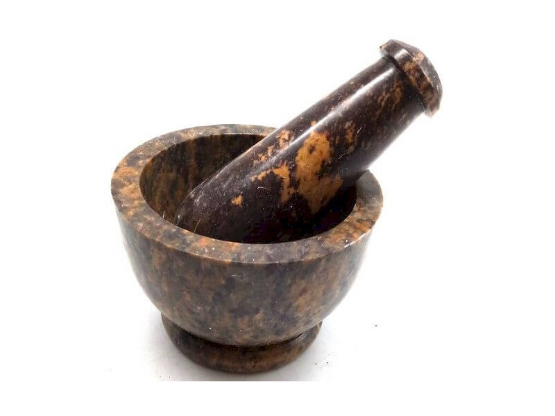 Mortier Pierre Saponite Léopard 9cm pas cher